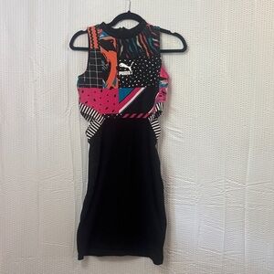 PUMA Women's Black and Vibrant Patterned Mini Dress
